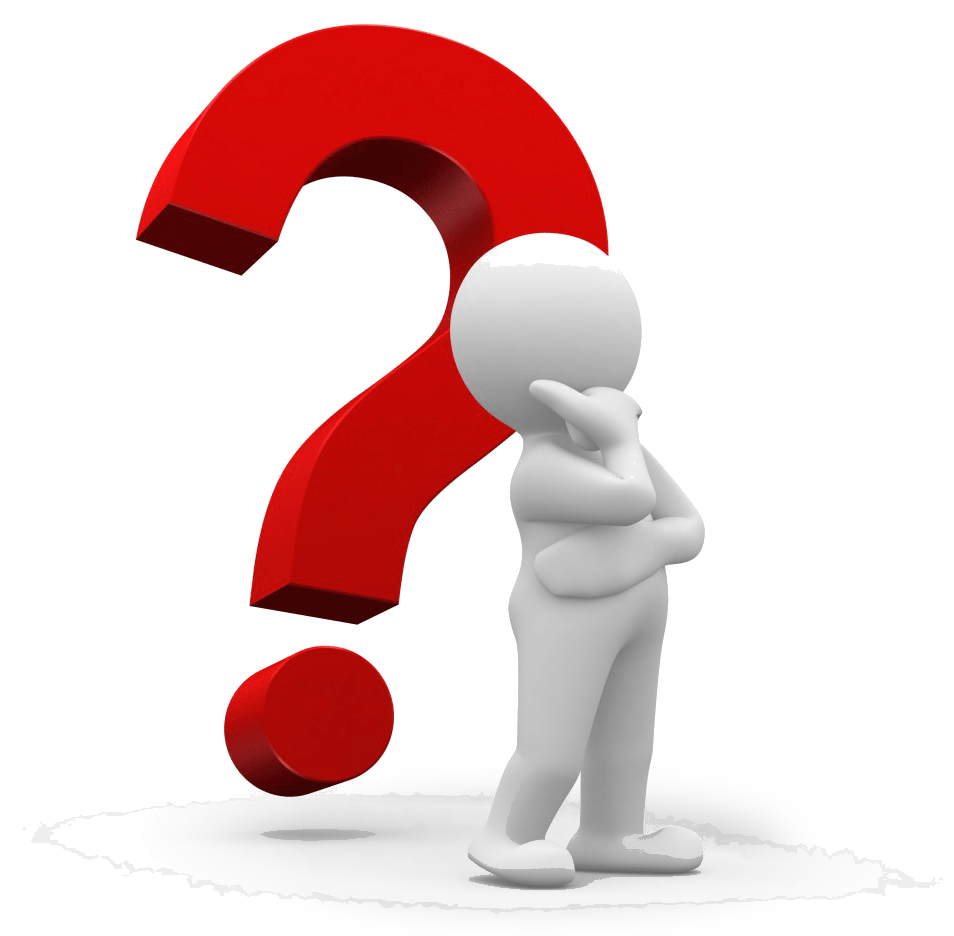 Illustrated question mark for the frequently asked questions section