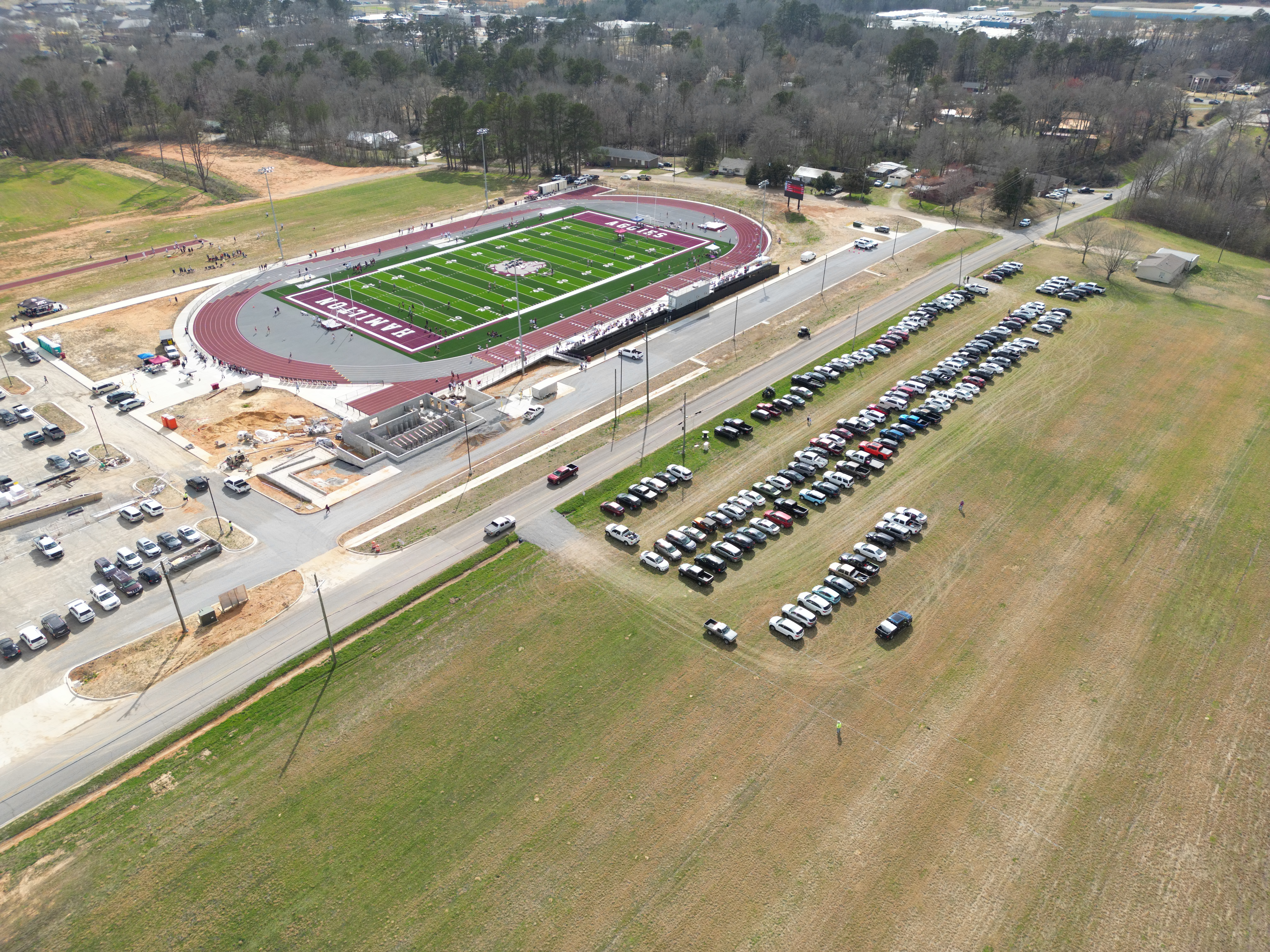 Drone event photo capturing crowd layout and venue surroundings