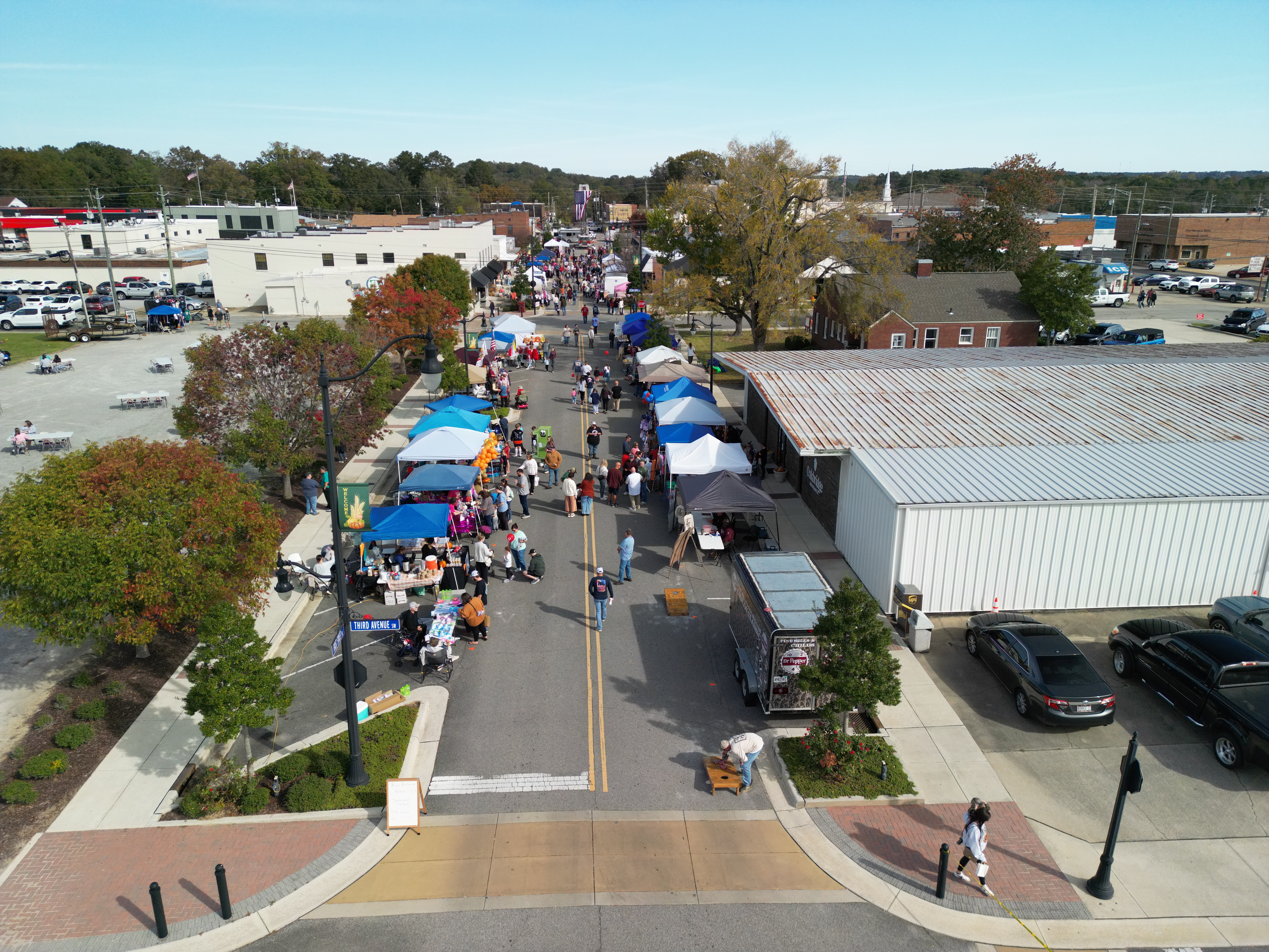 Drone photo showing event activity and site organization
