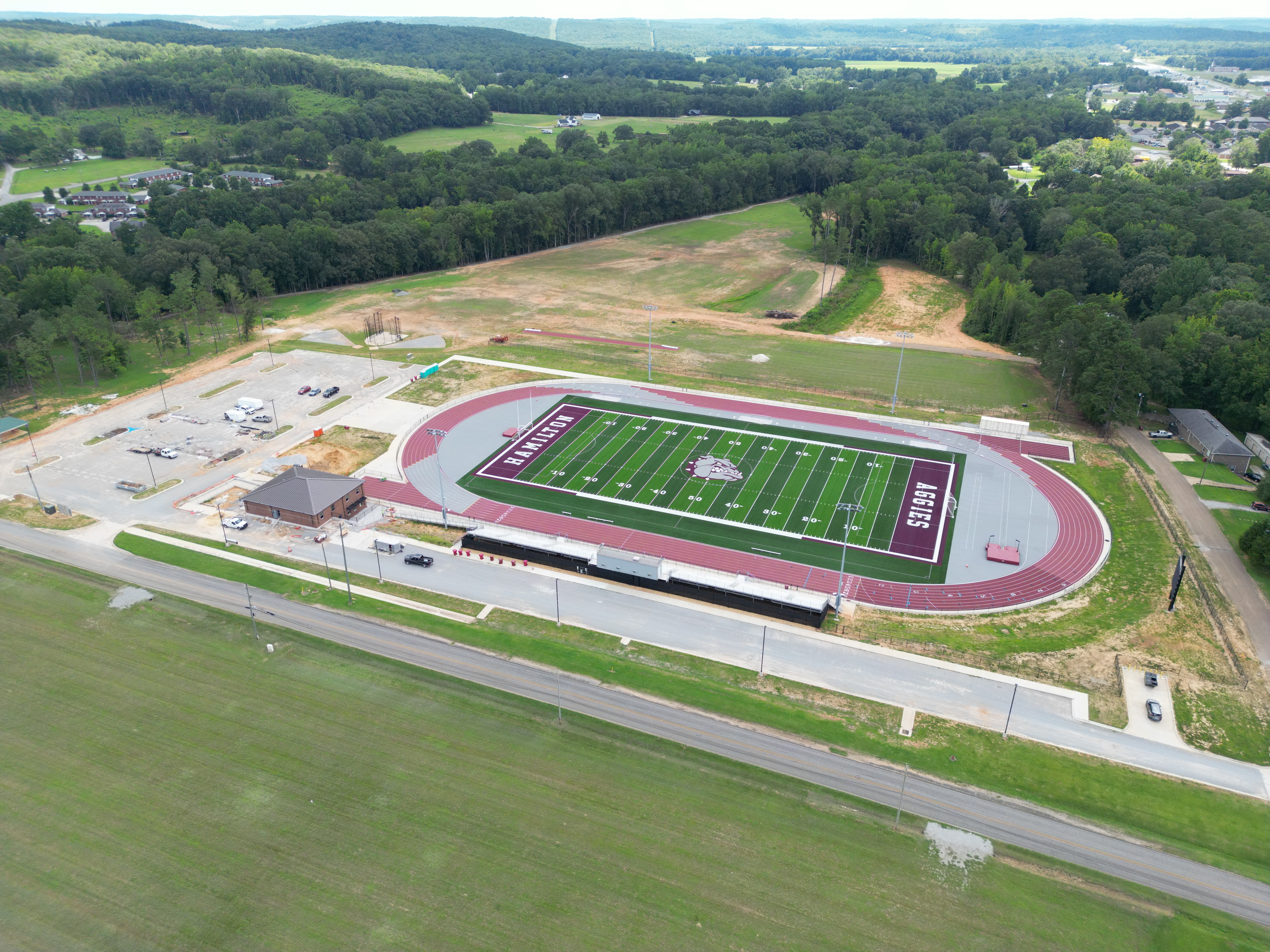 Drone view documenting construction or property improvement progress
