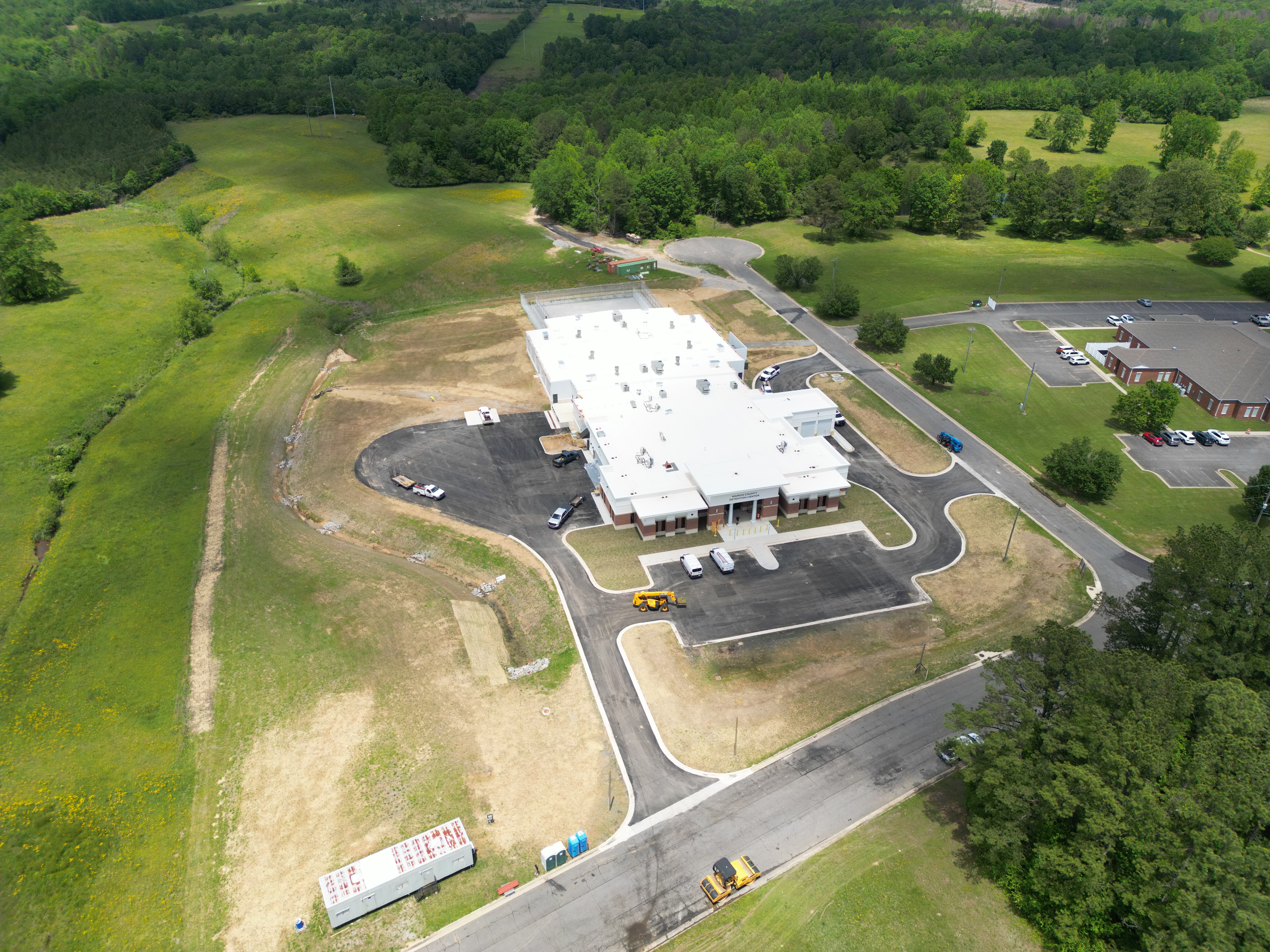 Overhead drone photo showing completed or ongoing site work